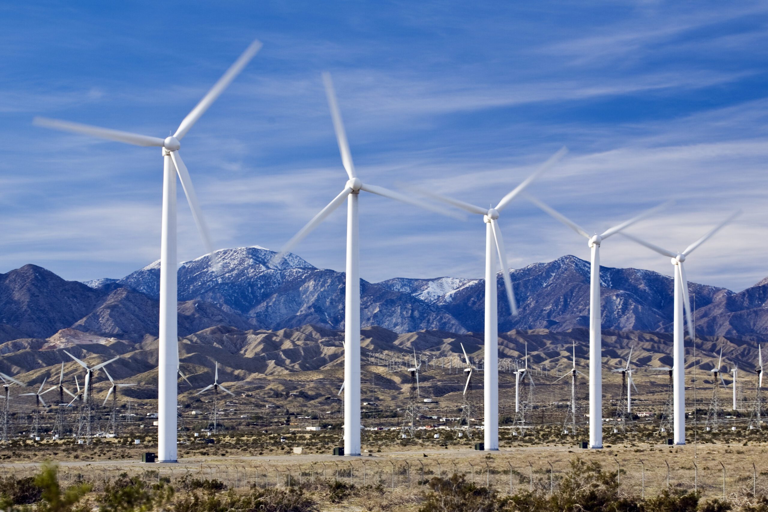 Wind Turbines Generate Power Near Palm